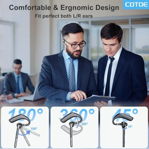 Vista 2 de COTOE Auriculares Bluetooth V5.3, auricular inalámbrico con estuche de carga de 500 mAh, auriculares manos libres, micrófono con cancelación
