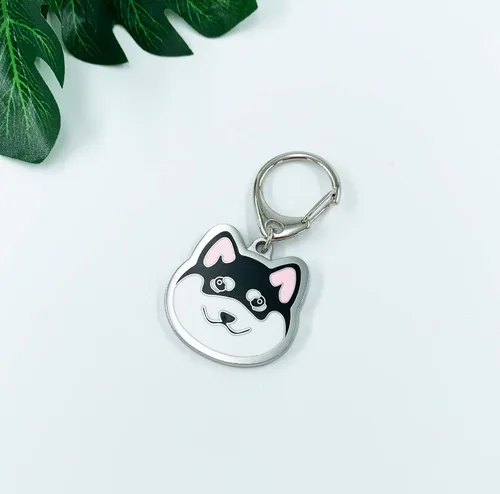 Vista 3 de Dog Keychain, Pet Pendant Keyring, Metal Keyring for Dog Lovers, Pattern Bag Pendant Decoration Malamute negro de Alaska