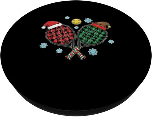 Vista 2 de Holiday Buffalo Plaid Christmas Padel Rackets Padel Lover PopSockets Adhesive PopGrip