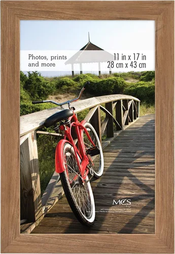 Vista 21 de MCS Marco para póster con estilo de museo, 11 x 17 pulgadas, madera de granero, vertical y horizontal, para colgar en la pared, marco grande