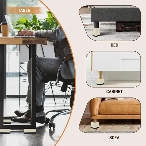Vista 7 de Elevadores de Cama, Elevador de Muebles de Alta Resistencia en Alturas de 2, 3 o 4 Pulgadas, Bloques de Elevación para Cama, Sofá, Escritorio