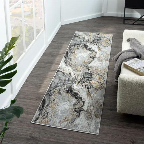 Vista 18 de LUXE WEAVERS Alfombra abstracta de remolinos de mármol, gris 5x7