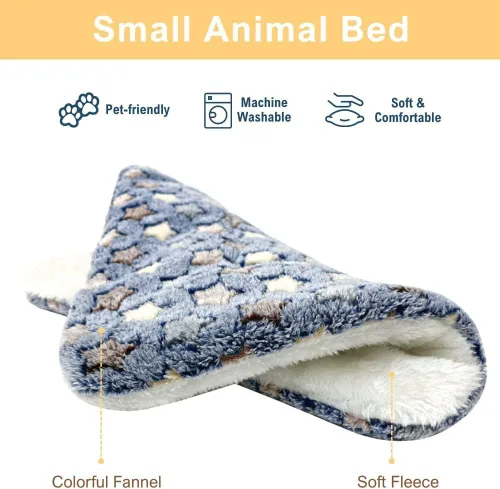 Vista 4 de Linwnil Paquete de 3 alfombrillas ultrasuaves para cama de perros y gatos con bonitos estampados, forro polar reversible, cama gruesa de hámster