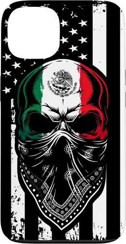 Vista 7 de Funda vintage para iPhone 17 con diseño de calavera mexicana de Estados Unidos y bandera mexicana del 4 de julio