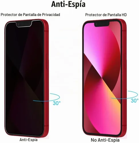 Vista 3 de (3+3) para iPhone 13 (6.1 pulgadas) (paquete de 3) Protector de pantalla de privacidad anti espía película de vidrio templado privado