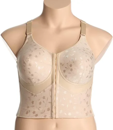 Vista 3 de Elila Sujetador de postura largo sin alambres con cierre frontal jacquard de talla grande para mujer