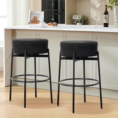 Vista 12 de SoarFlash - Juego de 2 taburetes de bar modernos giratorios, taburetes de barra de 24" Sherpa con asiento giratorio de altura de mostrador