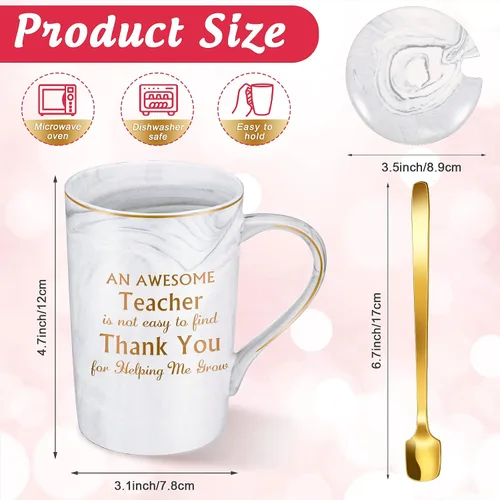 Vista 4 de Geiserailie Regalo de agradecimiento para profesores para mujeres, divertido taza de café de graduación de agradecimiento para profesores, taza