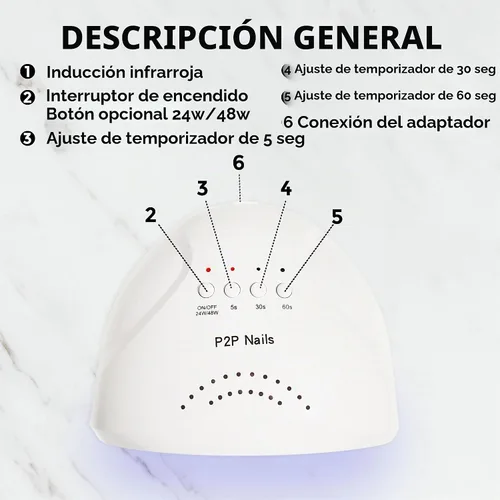 Vista 7 de P2P Nails Lámpara de uñas UV/LED – Luz de uñas para esmalte de uñas de secado rápido – Secador de uñas estilo salón para mujeres elegantes – Lámpara