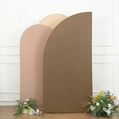 Vista 157 de Efavormart - Juego de 4 fundas de elastano beige para arco de media luna, fundas de telón de fondo Chiara de 2.5 pies a 7 pies para escenarios