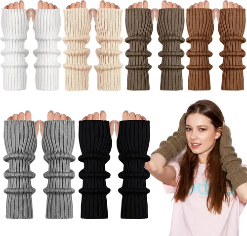 Vista 9 de Berlune 6 pares de mangas de brazo kawaii para mujer y niñas, calentadores de brazos de estilo japonés Y2K para disfraz escolar, 6