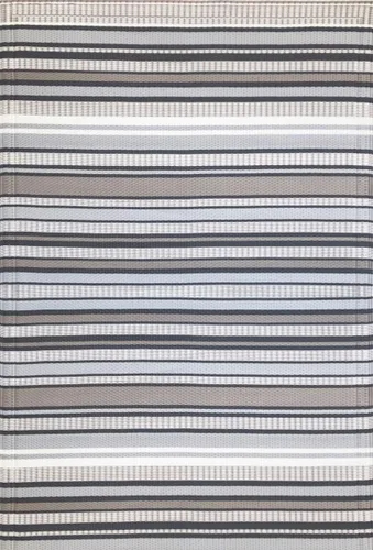 Vista 6 de Mad Mats® Alfombra geométrica para exteriores, tapete de plástico reversible (4 x 6 pies, tejido de cesta, piedra blanca)