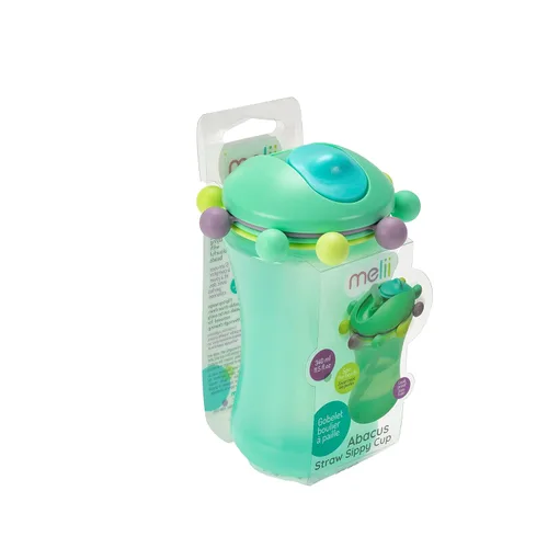 Vista 4 de melii Abacus - Vaso para sorber de paja de 11.5 onzas para niños pequeños y bebés (menta 1 paquete)