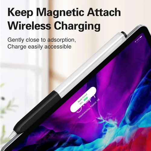 Vista 5 de Funda compatible con Apple Pencil Pro / Apple Pencil de 2ª generación, silicona translúcida duotone, [con 10 puntas de silicona] (negro)