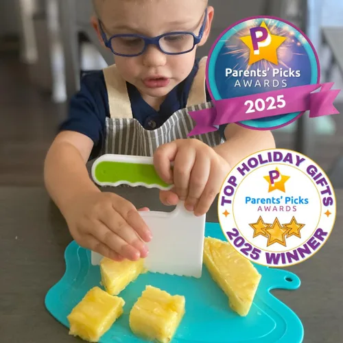 Vista 3 de Tovla Jr. Ultimate Montessori - Juego de regalo de cocina para niños, cuchillo real, picador, guantes de seguridad, pelador, cortadores, tabla