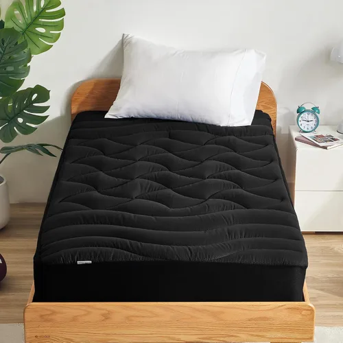 Vista 23 de SLEEP ZONE - Cubrecolchón refrescante, funda de colchón fresca, protector acolchado con zonas, transpirable y lavable, bolsillo profundo de 8-21