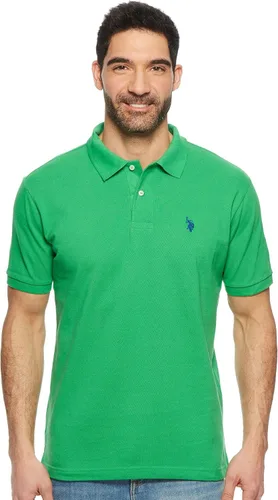 Vista 8 de Polo de piqué de algodón sólido para hombre con pequeño Pony Gris jaspeado