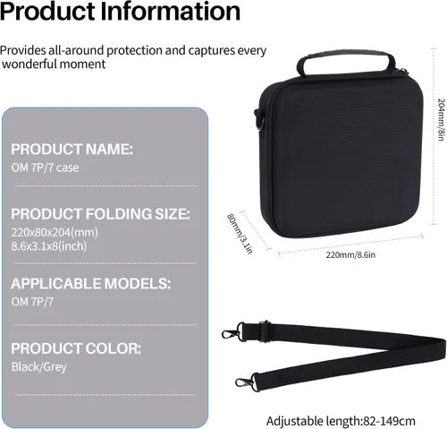 Vista 8 de Estuche de almacenamiento compatible con DJI Osmo Mobile 8 / 7P / 7 Gimbal estabilizador Accesorios (negro)
