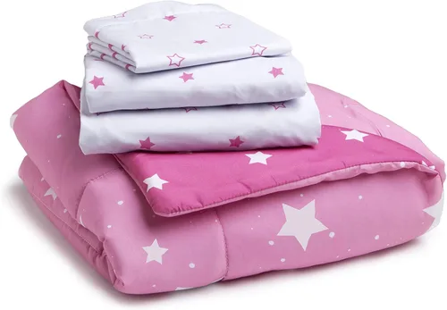 Vista 8 de Delta Children Juego de ropa de cama de 4 piezas para niñas – Edredón reversible 2 en 1 – Incluye edredón ajustable para mantener a los más pequeños