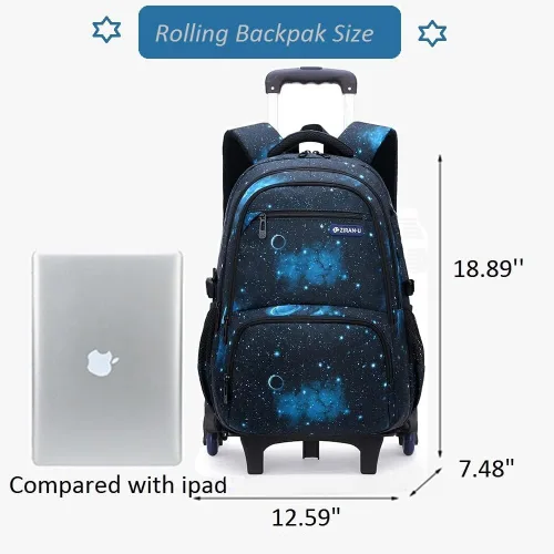 Vista 2 de Mochila con ruedas para niños, 3 unidades, con ruedas, mochila escolar con ruedas y bolsa de almuerzo