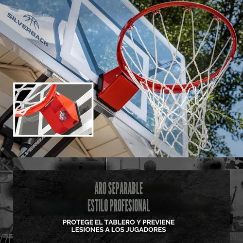 Vista 4 de Silverback NXT - Aro de baloncesto fijo y altura ajustable de 54 pulgadas con diseño QuickPlay
