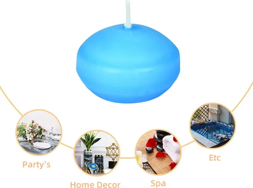 Vista 6 de Zest Candle Velas flotantes de 24 piezas, 1.75 pulgadas, azul claro