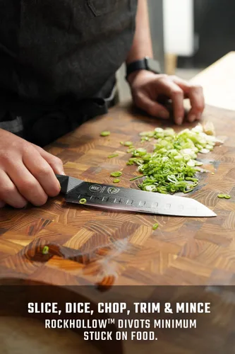 Vista 3 de Dalstrong Santoku - Cuchillo de 7 pulgadas, serie Shadow Black, cuchillo de cocina extremadamente afilado, recubierto de nitruro de titanio negro