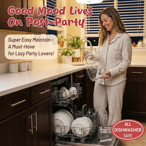 Vista 3 de KIKCOIN Paquete de 2 dispensadores de bebidas de vidrio para fiestas, dispensador de bebidas de 1 galón a prueba de fugas con espita de acero