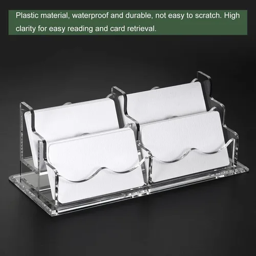 Vista 3 de YOKIVE Portatarjetas de visita de acrílico, pantalla para tarjetas de visita con 4 ranuras, organizador de tarjetas, ideal para oficina, escritorio