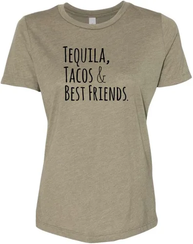 Vista 16 de Cute Women's Screen Printed Crew Neck Tee, Shirts With Sayings, Dusty Blue or Olive