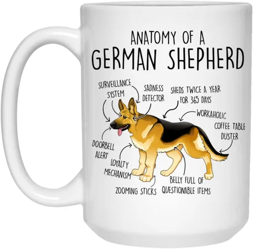 Vista 2 de Taza de café de cerámica, pastor alemán, 11 onzas, regalo de cumpleaños para amantes de los perros