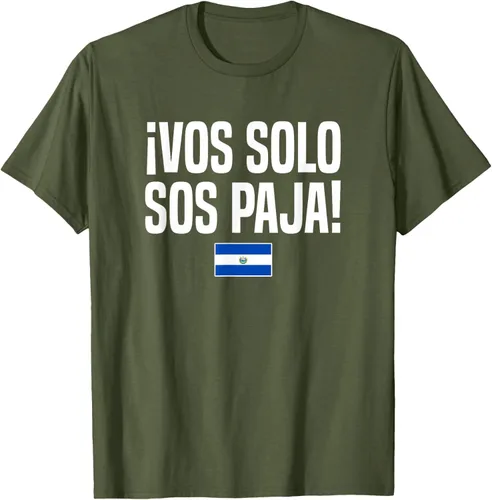 Vista 50 de Camiseta Vos Solo Sos Paja Salvadoran Slang Bandera de El Salvador, Negro