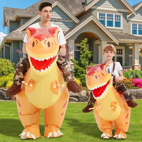 Vista 2 de COMIN Disfraz inflable de dinosaurio para niños y disfraz inflable de dinosaurio para adultos