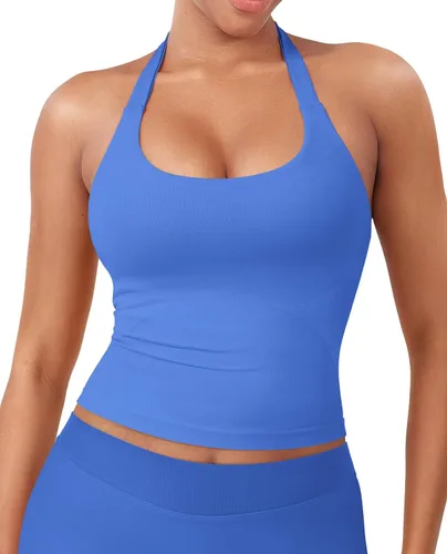 Vista 10 de YEOREO SoftHue Impact Halter - Camiseta sin mangas para mujer Blanco