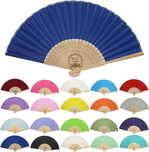 Vista 13 de GZLDGIFTS Abanicos de mano personalizados, regalos para regalos de fiesta de boda, invitados, tela personalizada, seda, jardín, boda, abanicos