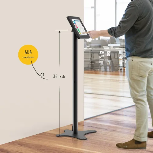 Vista 2 de Soporte de piso para tableta compatible con iPad 7 8 9 de 10.2 pulgadas, rotación de metal con cerradura para tableta+poste de aluminio+base