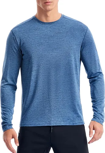 Vista 9 de Zengjo Camisetas atléticas que absorben la humedad para hombre, de manga larga, para entrenamiento, correr, gimnasio, rendimiento, protección UV