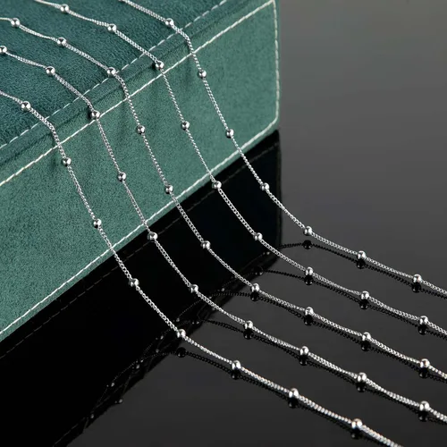Vista 6 de Cadena de plata del acero inoxidable de la cadena del grano del satélite 304 para la fabricación de la joyería