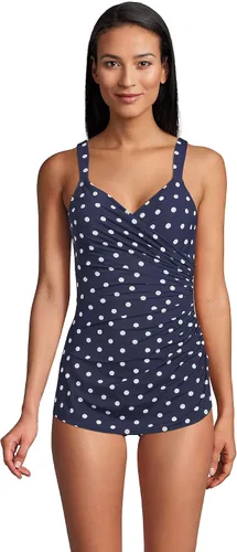 Vista 3 de Lands' End Traje de baño de una pieza con falda larga y delgada con cuello en V, control de abdomen, resistente al cloro, para mujer