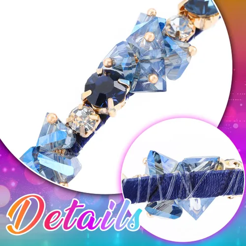 Vista 5 de Urieo Diadema de cristal con gemas azules, accesorio para el cabello de diamantes de imitación para mujer