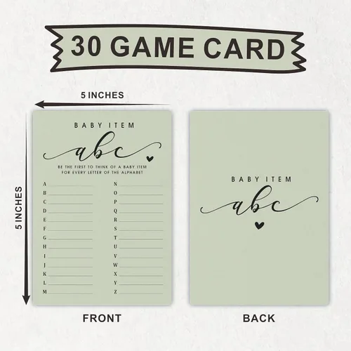Vista 2 de NYCTUG 30 tarjetas de juego ABC para artículos de bebé, juego del alfabeto de relleno de 5 x 7 pulgadas para baby shower, revelación de género