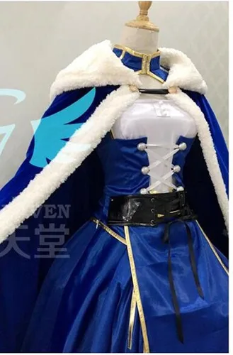 Vista 2 de Artoria Pendragon Sable Cosplay Destino Stay Night UBW Fate Zero Sword Cosplay Disfraz con capa