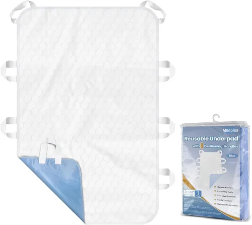 Vista 16 de Almohadillas de cama para incontinencia, lavables, de 4 capas, a prueba de fugas, para personas mayores, 34 x 36 pulgadas MILDPLUS Leakproof