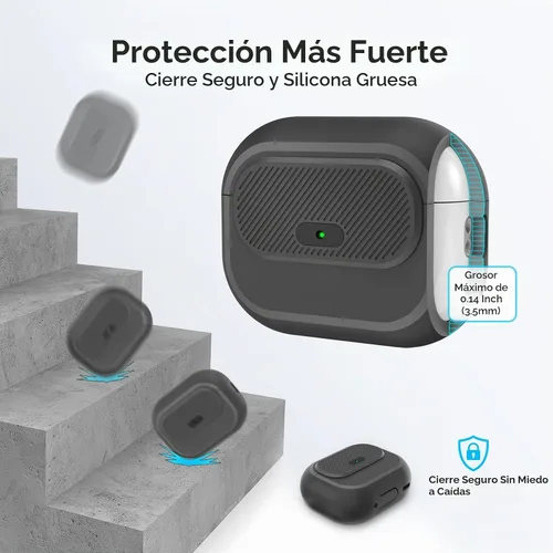 Vista 4 de TRONWIN Funda para AirPods Pro 2, [con bloqueo] Funda para AirPods Pro de una pieza (2ª/1ª generación), funda protectora completa de silicona suave