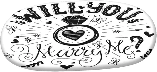 Vista 3 de Mantel ajustable ovalado de poliéster elástico para fiesta de compromiso, mantel ajustable con tema occidental con frase "Will You Marry Me", se