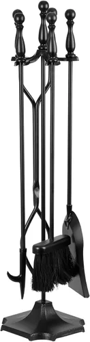 Vista 8 de Nouva Juego de 5 herramientas para chimenea - Mango negro de hierro forjado Accesorios Accesorios Herramientas - Pinzas de póquer de soporte