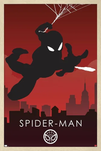 Vista 5 de Trends International Marvel Heroic Silhouette - Póster de pared de Spider-Man, 22.375 x 34 pulgadas, versión sin marco