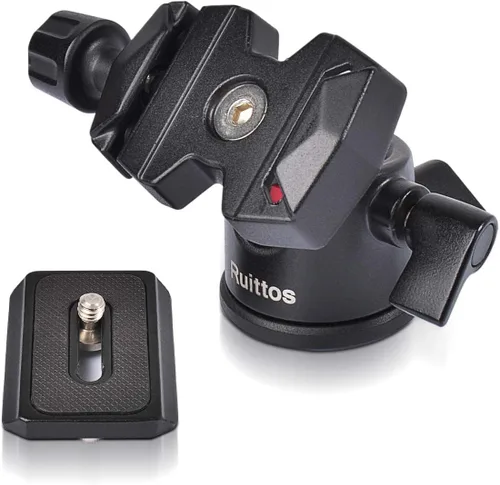 Vista 5 de Ruittos - Cabezal de bola de trípode, cabezal de bola panorámico giratorio de 360 grados con placa de zapata rápida de 1/4 pulgadas y nivel