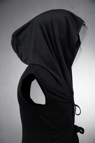 Vista 7 de ByTheR Capa con capucha para hombre, sin mangas, de malla, corte abierto, chaleco gótico oscuro, negro, Negro