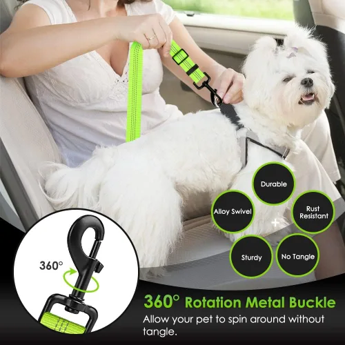 Vista 31 de SlowTon Cinturón de seguridad para perro, correa de cinturón de seguridad ajustable para perro, 2 en 1, cinturón de seguridad para perro